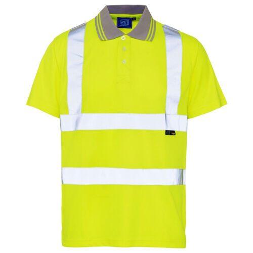 39E41-7 Supertouch Hi Vis Yellow Bird Eye Polo Shirt Thumbnail