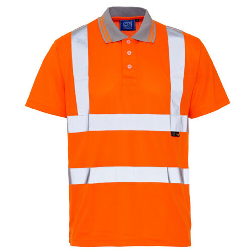 39E81-7 Supertouch Hi Vis Orange Bird Eye Polo Shirt Thumbnail