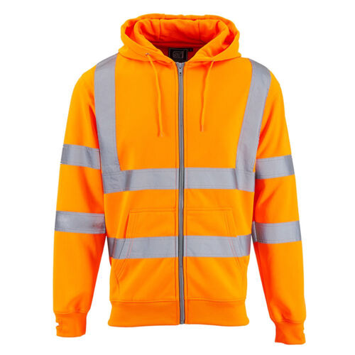 31981-7 Supertouch Hi Vis Orange Zipped Hooded Sweatshirt Thumbnail